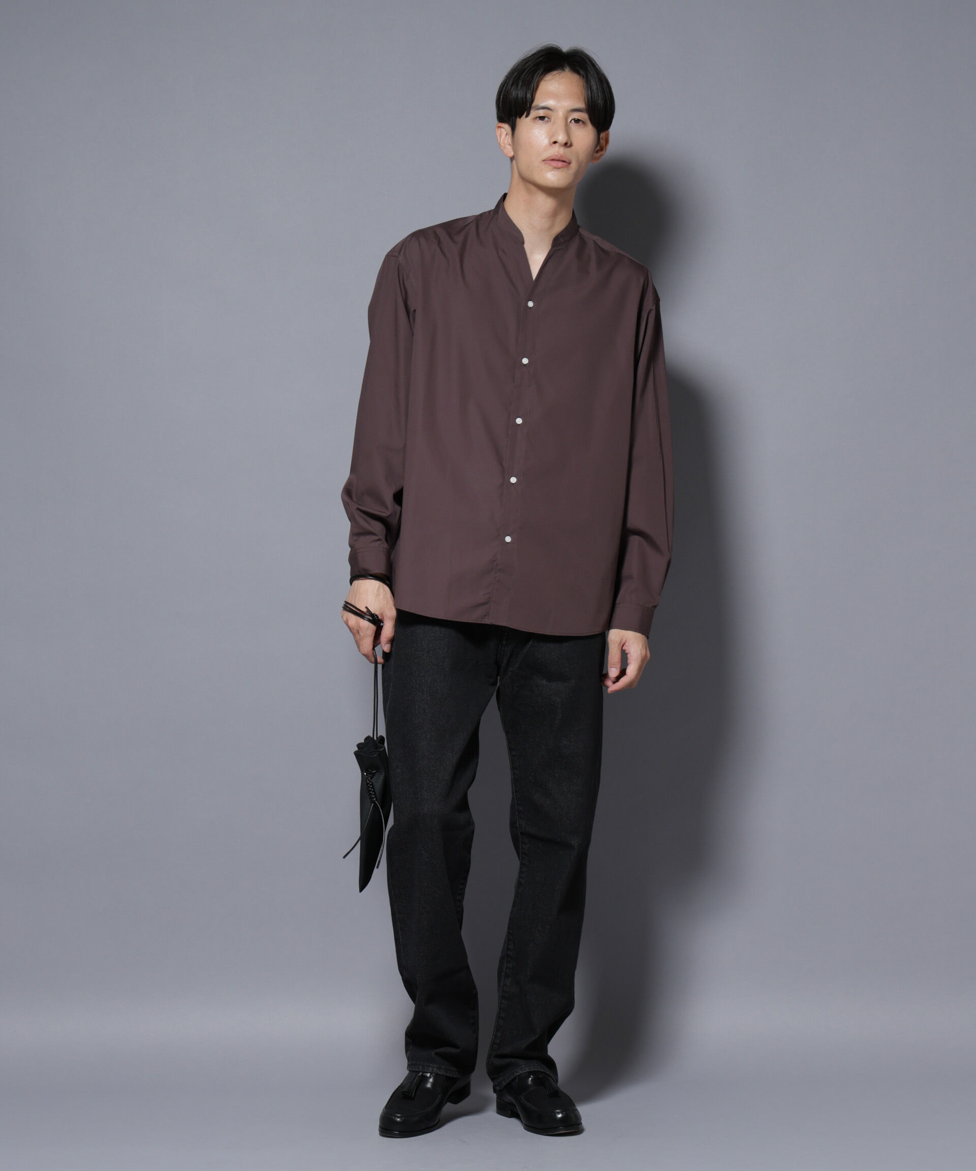 NANO universe「「大人のワイドシャツ」バンドカラー 長袖」|シャツ・ブラウス|