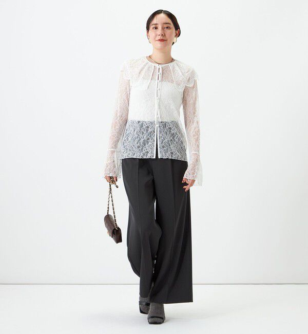NOLLEY'S sophi「《セットアップ対応》ウォッシャブルラッセルレース付け襟ブラウス」|シャツ・ブラウス|