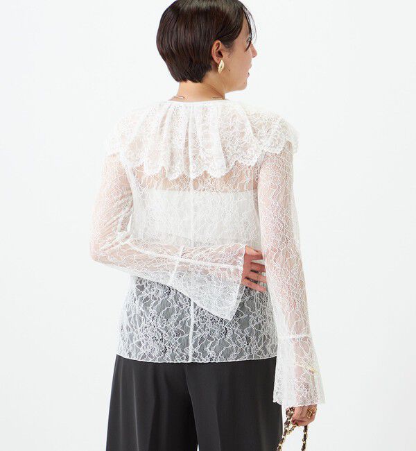 NOLLEY'S sophi「《セットアップ対応》ウォッシャブルラッセルレース付け襟ブラウス」|シャツ・ブラウス|
