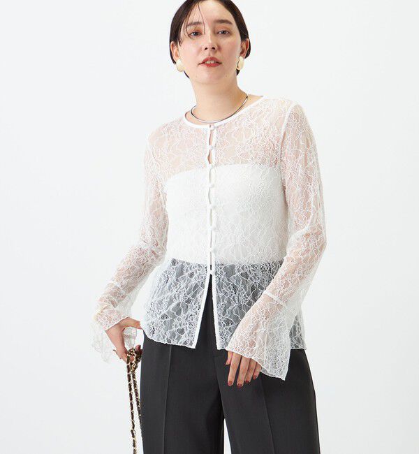 NOLLEY'S sophi「《セットアップ対応》ウォッシャブルラッセルレース付け襟ブラウス」|シャツ・ブラウス|