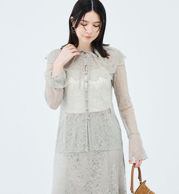 NOLLEY'S sophi「《セットアップ対応》ウォッシャブルラッセルレース付け襟ブラウス」|シャツ・ブラウス|