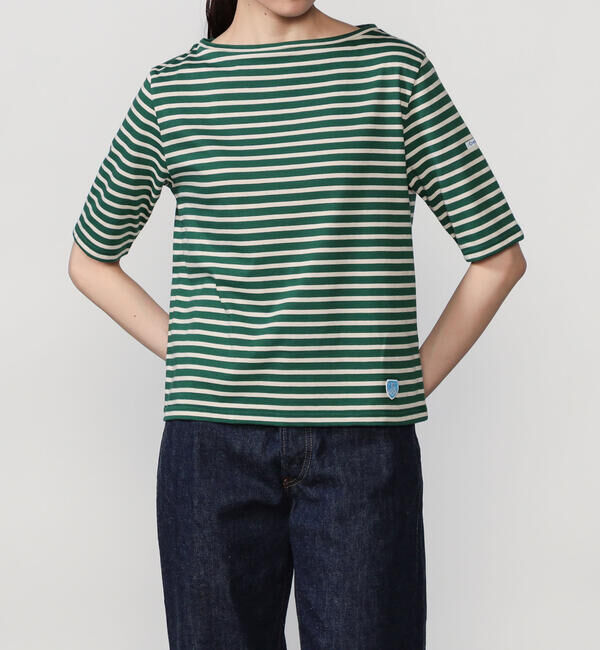  「ORCIVAL | コットン ボートネックハーフスリーブTシャツ WOMEN」|Tシャツ・カットソー|GREEN系1