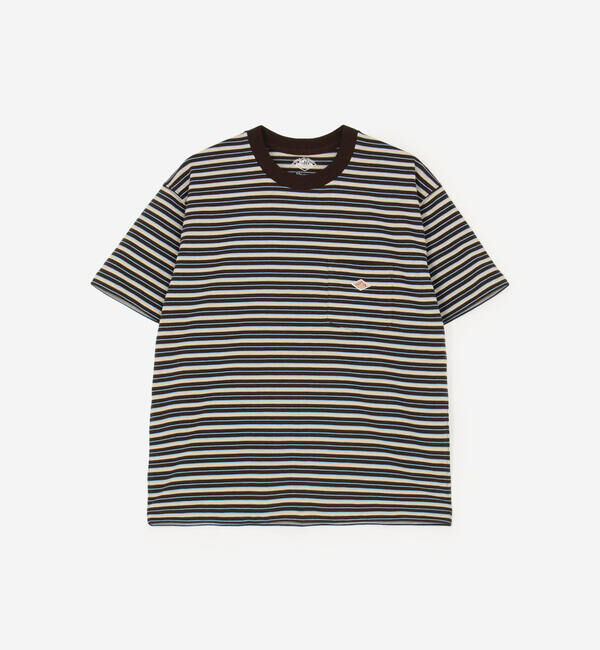 DANTON「DANTON | マルチボーダー ポケットクルーネックTシャツ WOMEN」|Tシャツ・カットソー|BROWN系2