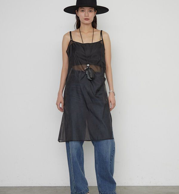  「【earthy_/アーシー】シアーキャミワンピース」|ワンピース|ブラック