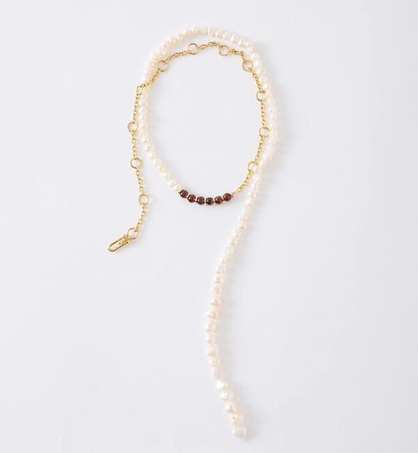 Liesse「《別注》【EO/イオ】PEARL/RED TIGER EYE CHAIN NECKLACE」|ネックレス|アイボリー
