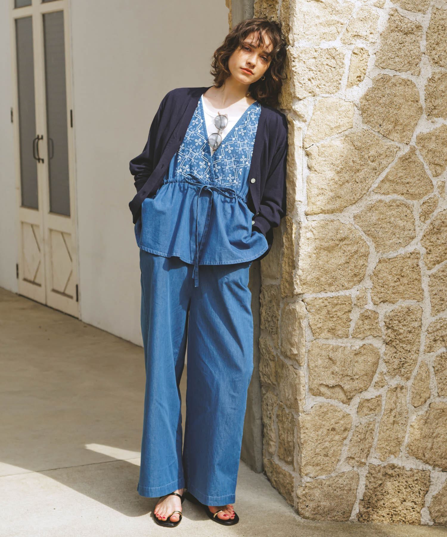 Sonny Label 「クロス刺繍ペプラムサロペット」|オールインワン|