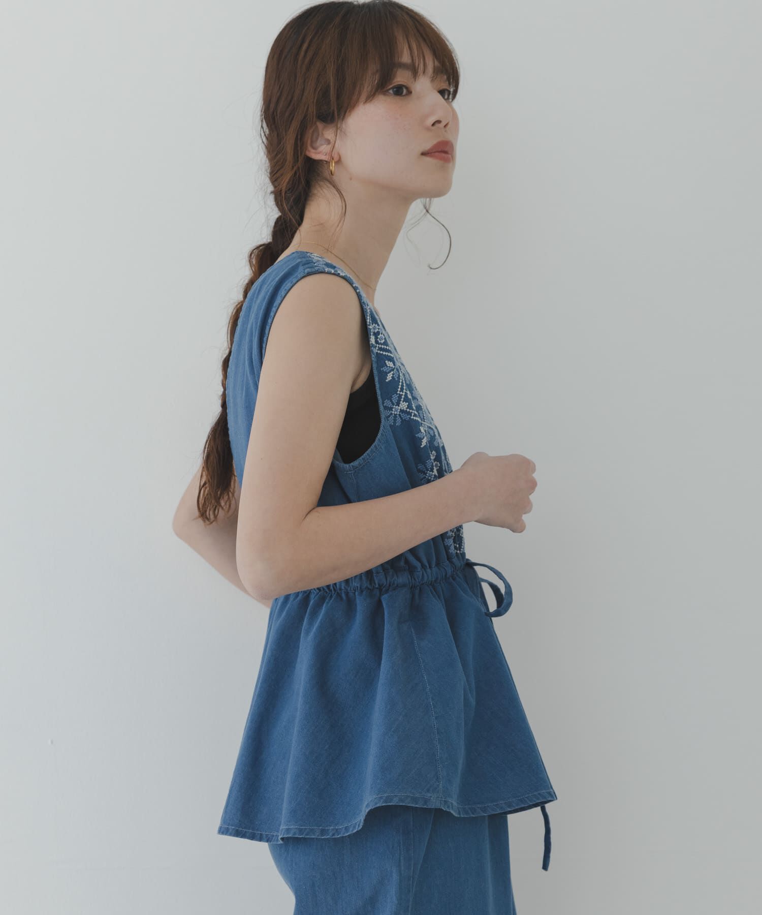 Sonny Label 「クロス刺繍ペプラムサロペット」|オールインワン|