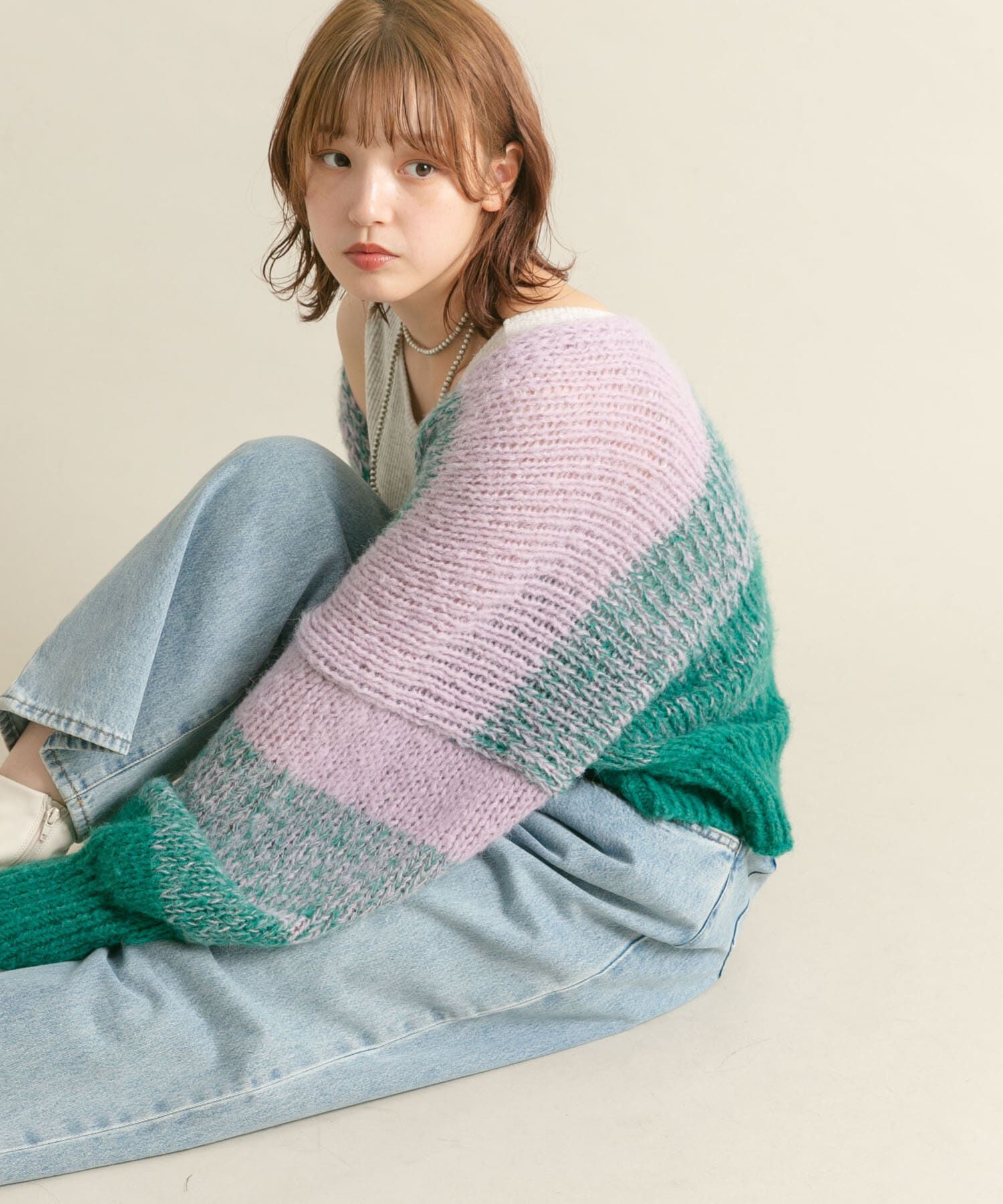  「『WEB/一部店舗限定』グラデーションショートカーディガン」|カーディガン|