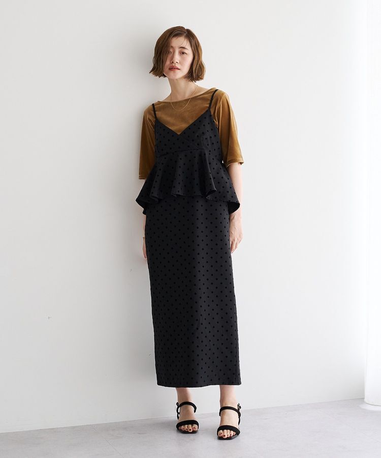 YECCA VECCA「5分袖ベロアトップス」|Tシャツ・カットソー|