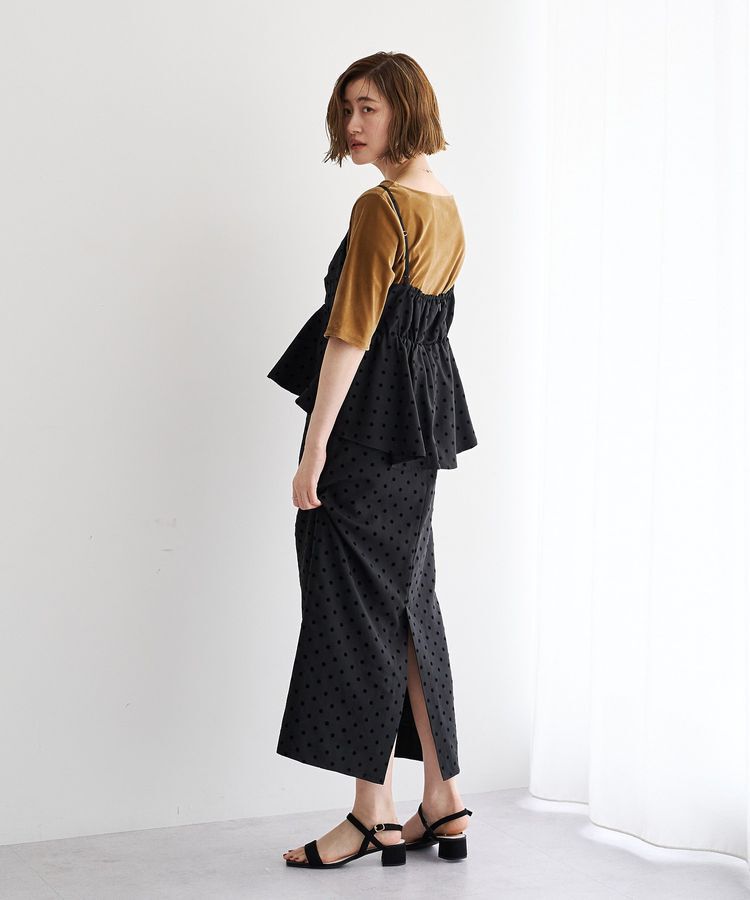 YECCA VECCA「5分袖ベロアトップス」|Tシャツ・カットソー|