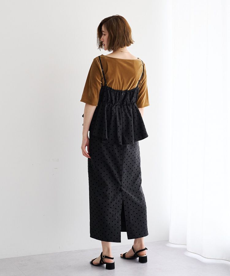 YECCA VECCA「5分袖ベロアトップス」|Tシャツ・カットソー|