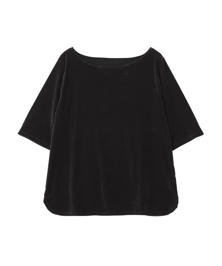 YECCA VECCA「5分袖ベロアトップス」|Tシャツ・カットソー|