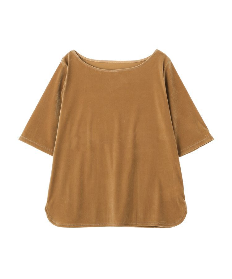 YECCA VECCA「5分袖ベロアトップス」|Tシャツ・カットソー|