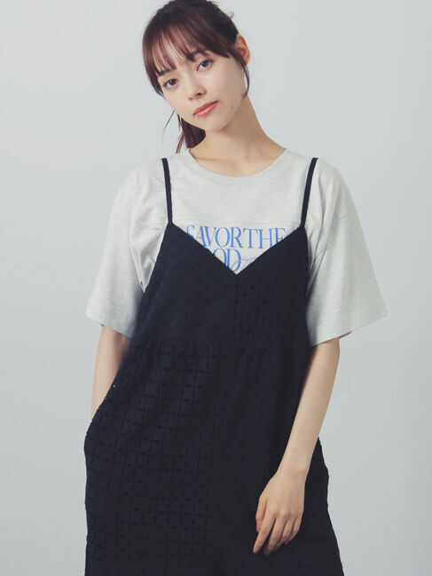 Samansa Mos2「【接触冷感】切り替えプリントTシャツ」|Tシャツ・カットソー|グレー