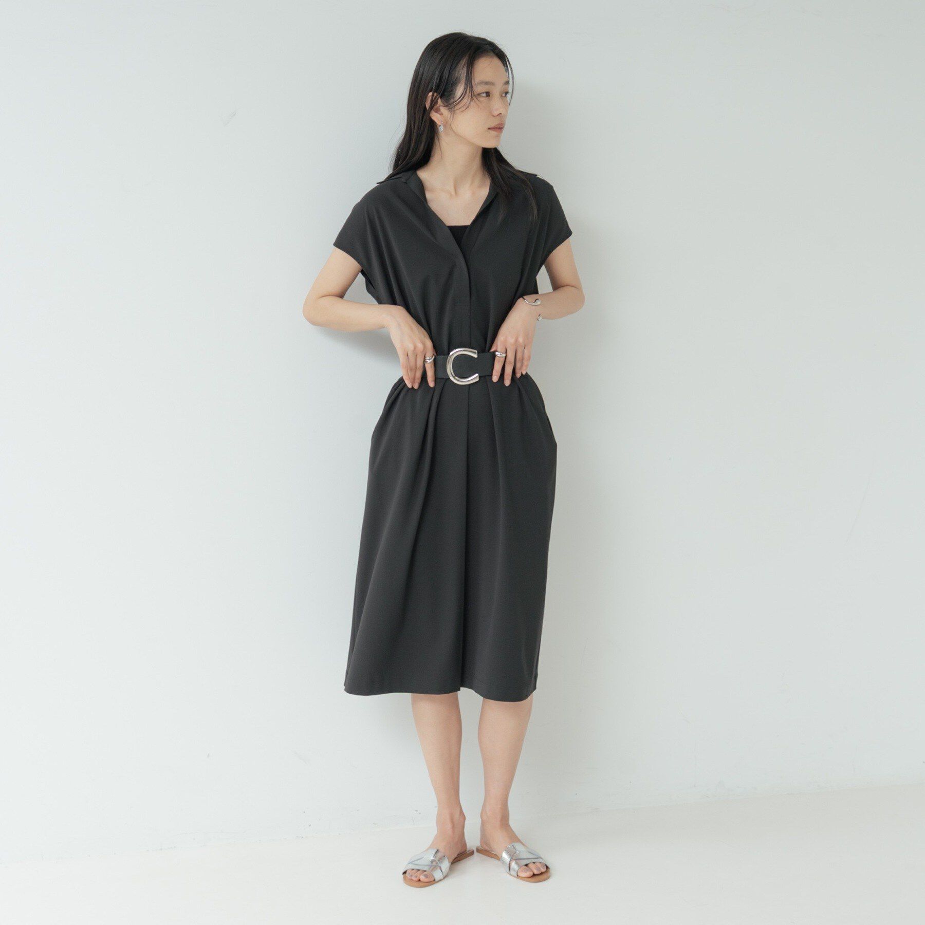 GALLEST「Comfy SET UP｜スキッパーワンピース【通勤／接触冷感／UVカット】」|ワンピース|