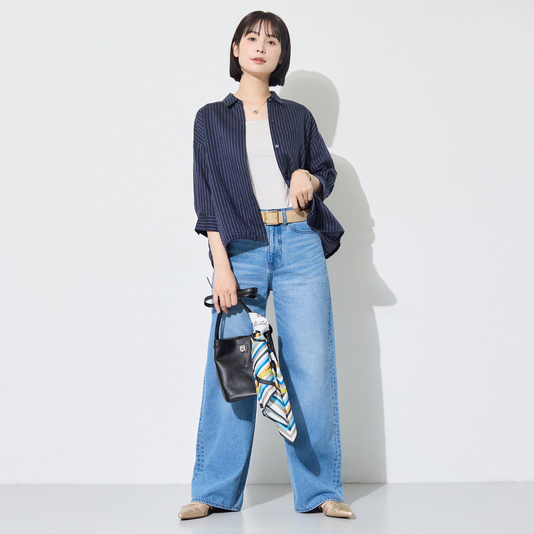 INDIVI「【シアー／7分袖】体型カバーゆったりシャツ」|シャツ・ブラウス|