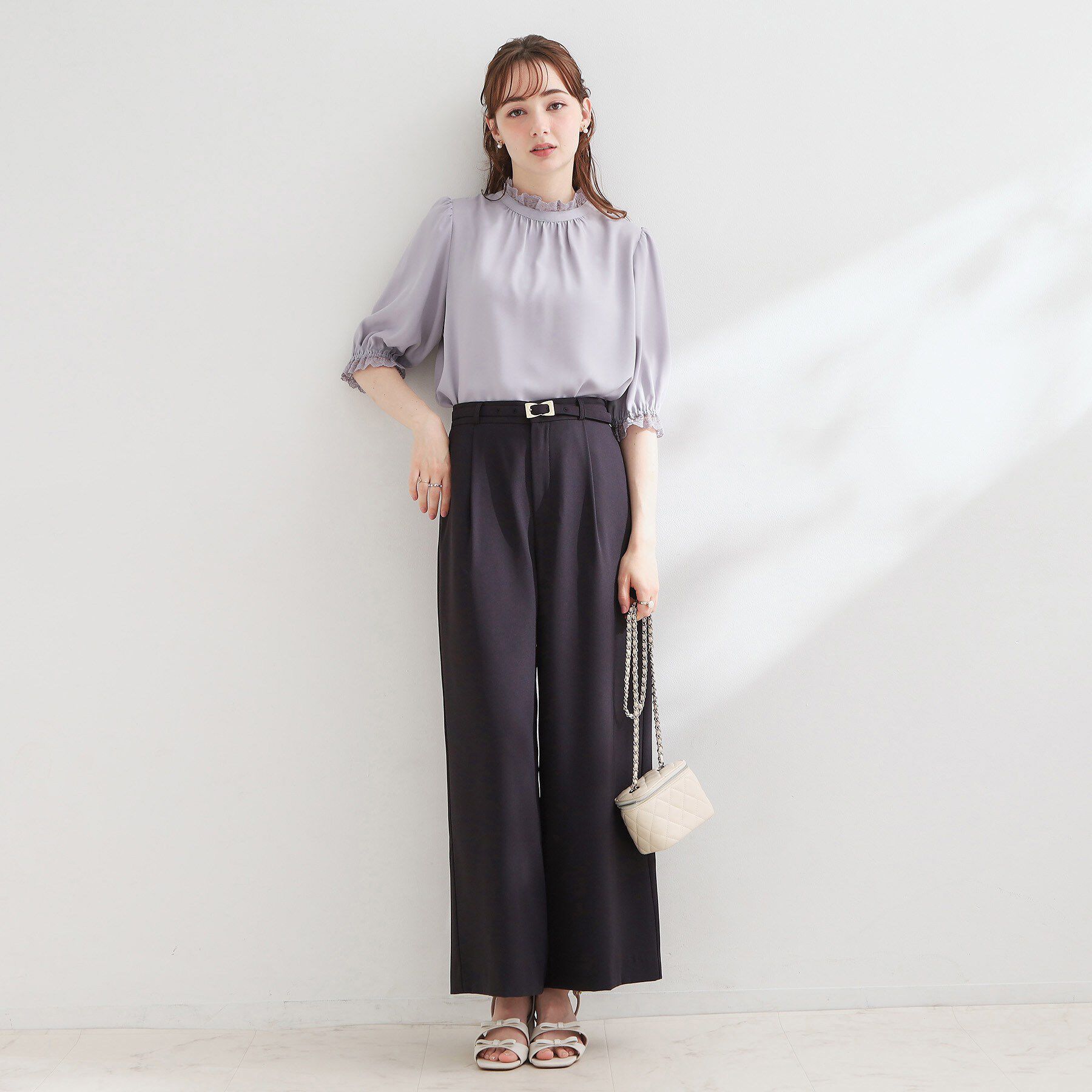 Couture broach「【大人上品・前後2WAY】エンブロレース 5分袖ブラウス【洗濯機可】」|シャツ・ブラウス|