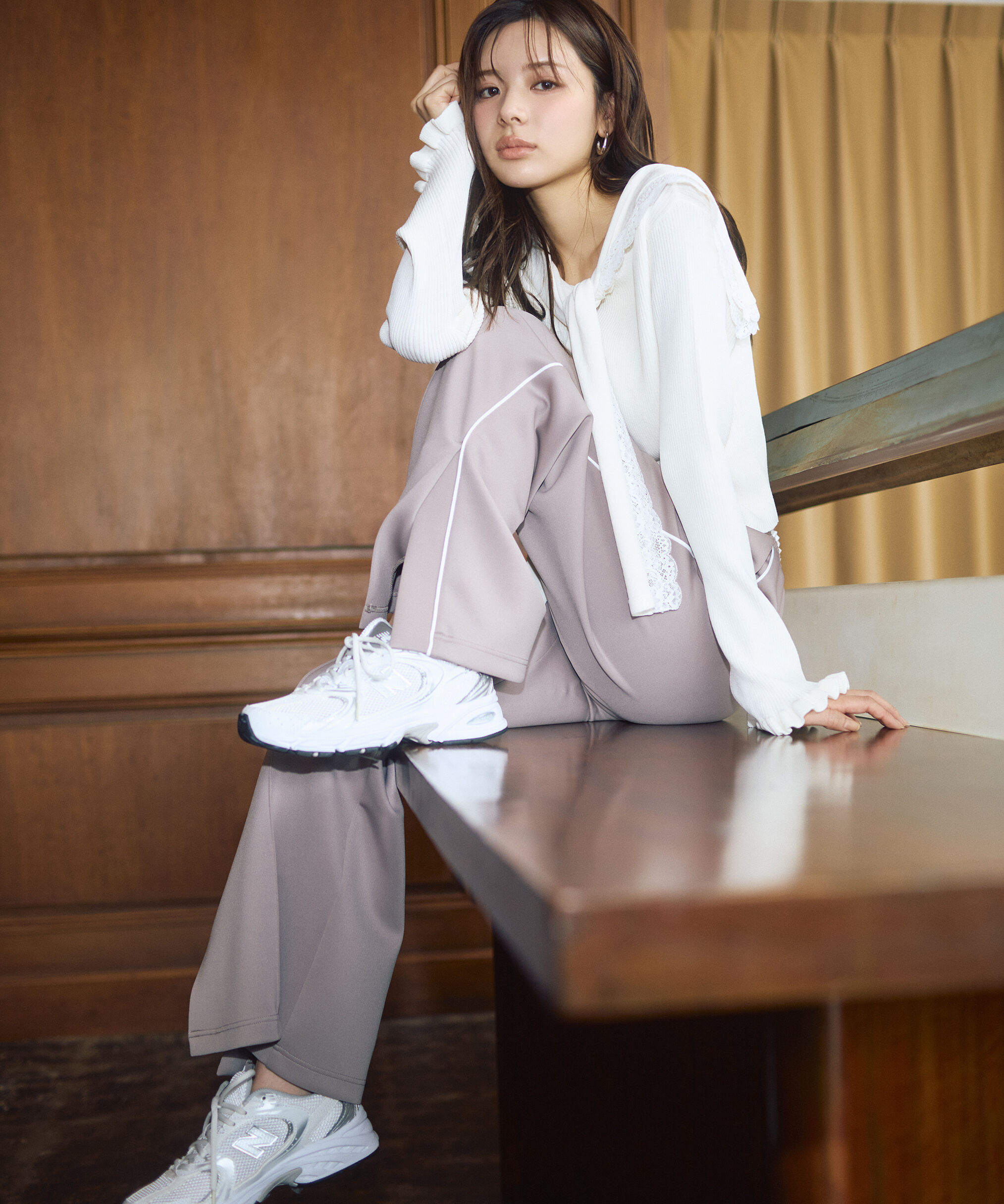 PROPORTION BODY DRESSING「＜新津のんさんコラボ＞〈a/mie〉セーラーニット 26SS」|カーディガン|ホワイト