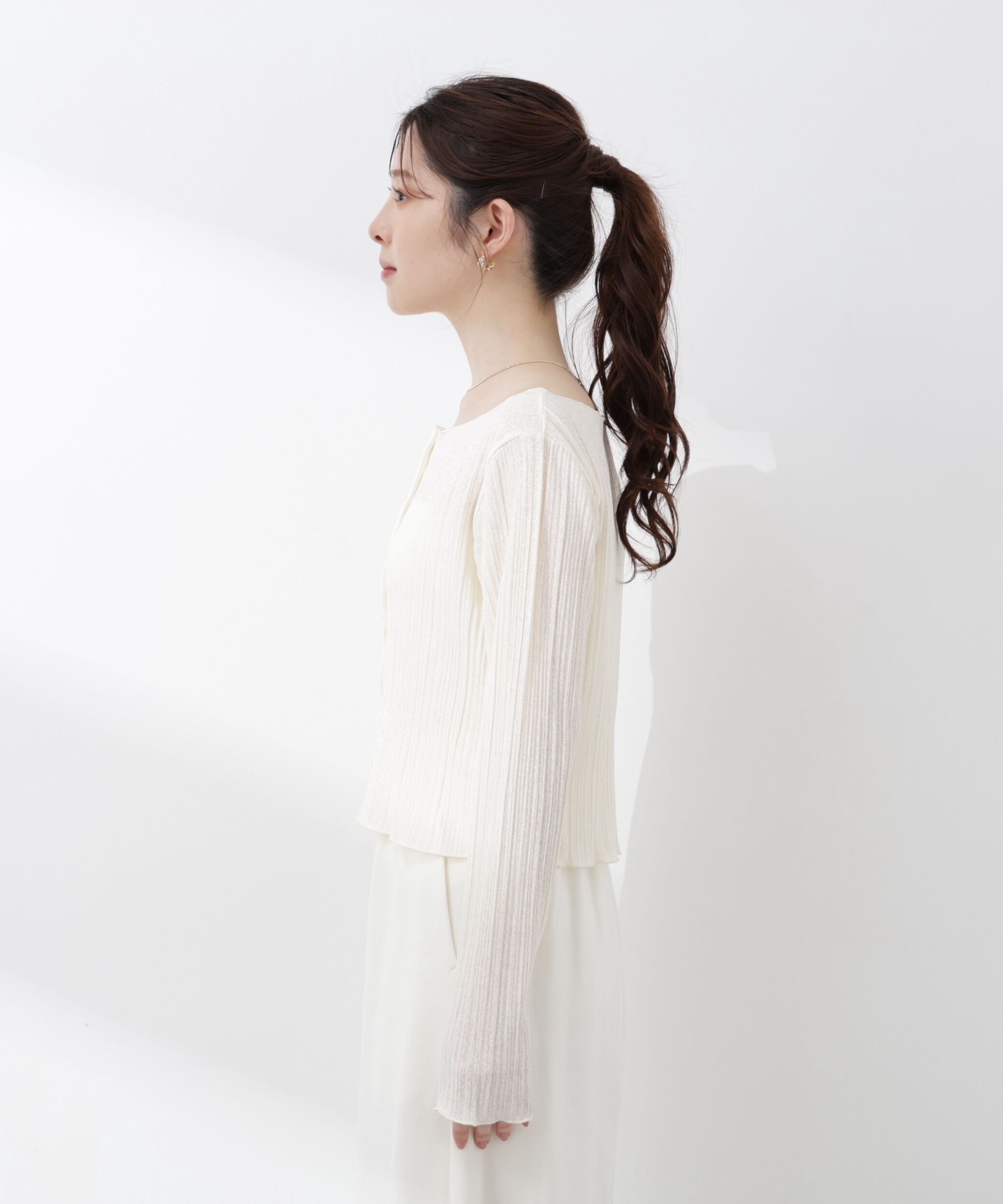 PROPORTION BODY DRESSING「〈a/mie〉前後2wayプリーツカットソーカーディガン 26SS」|Tシャツ・カットソー|