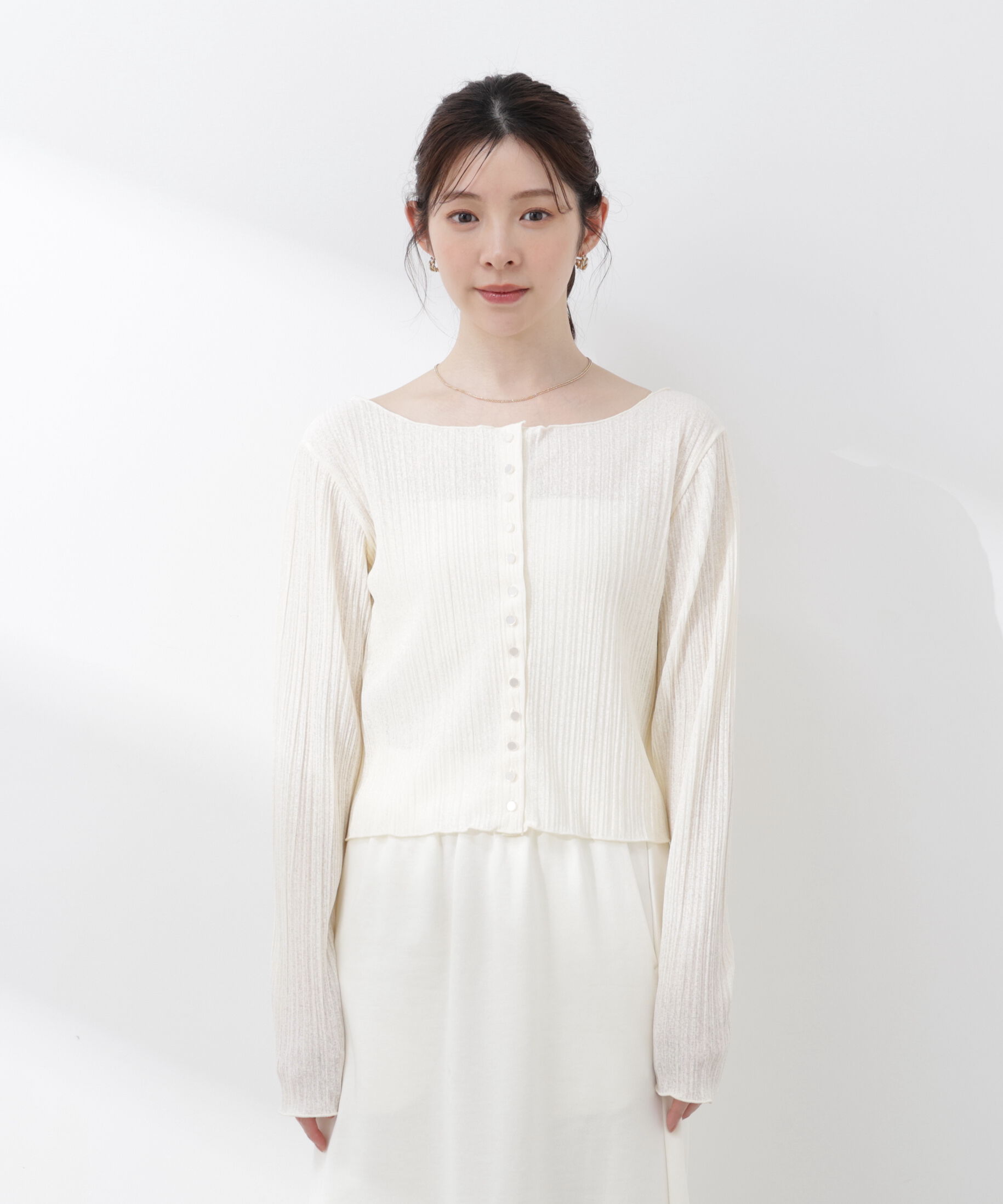 PROPORTION BODY DRESSING「〈a/mie〉前後2wayプリーツカットソーカーディガン 26SS」|Tシャツ・カットソー|