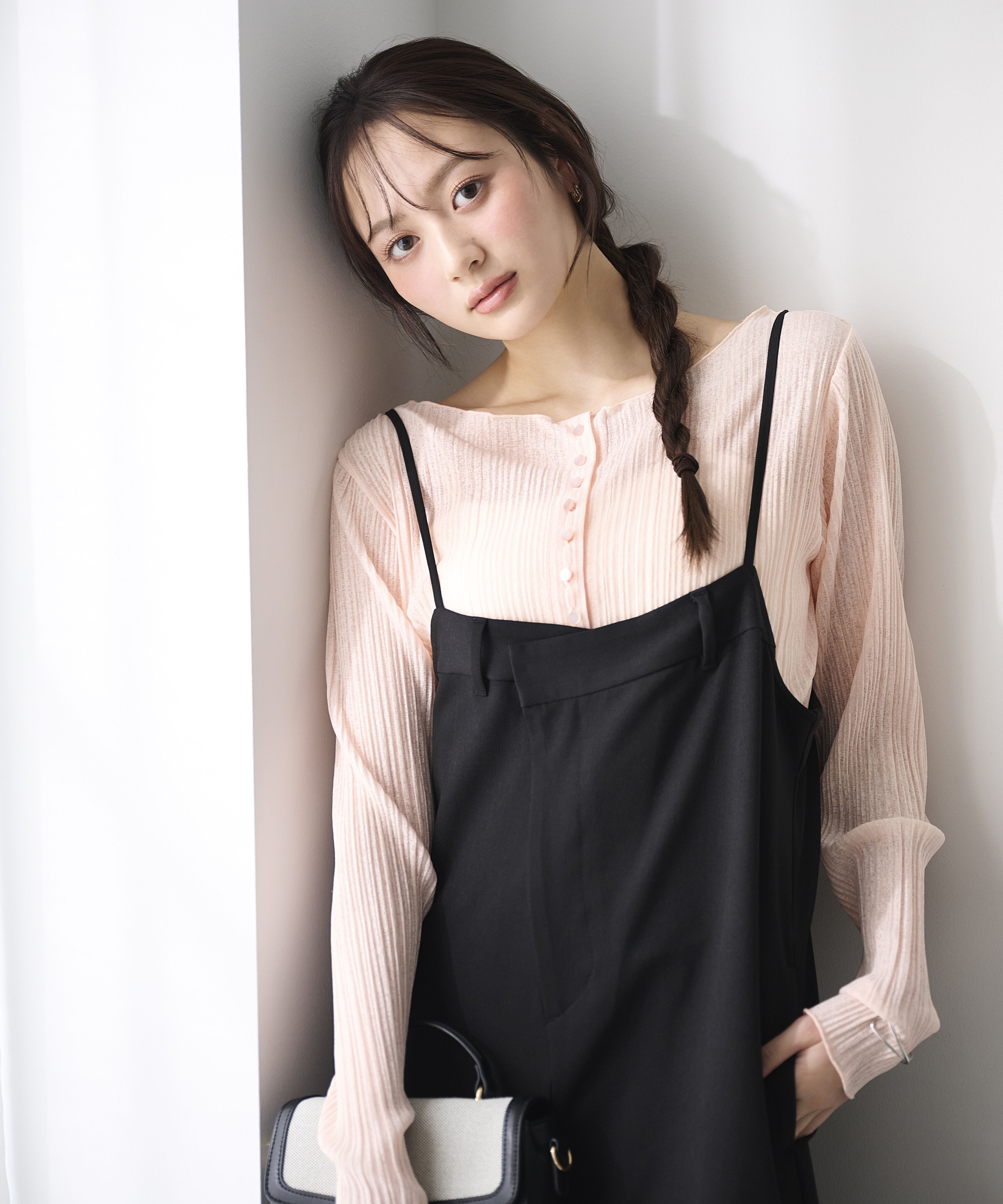 PROPORTION BODY DRESSING「〈a/mie〉前後2wayプリーツカットソーカーディガン 26SS」|Tシャツ・カットソー|ピンク