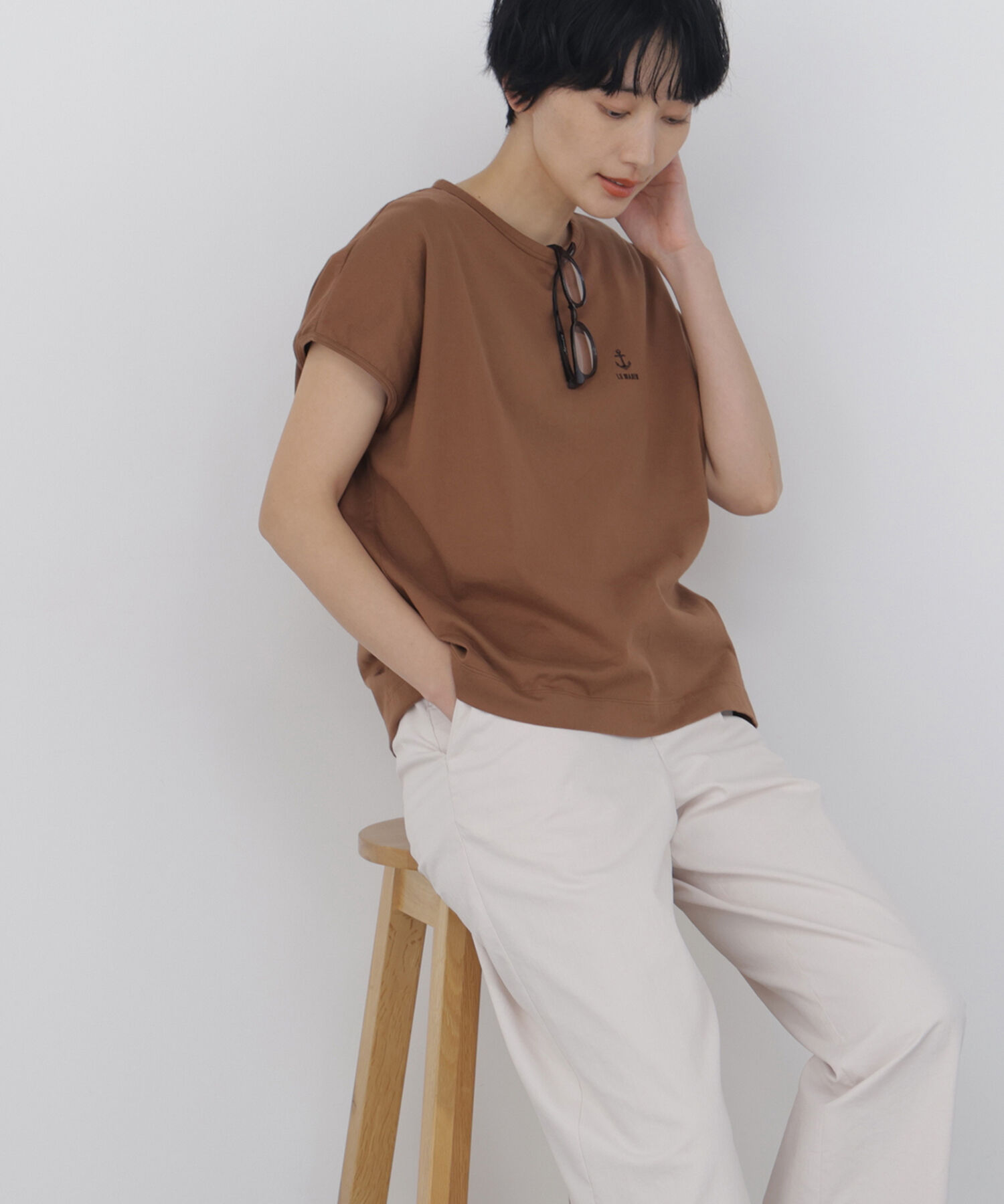  「◆刺繍ロゴＴシャツ」|Tシャツ・カットソー|ブラウン