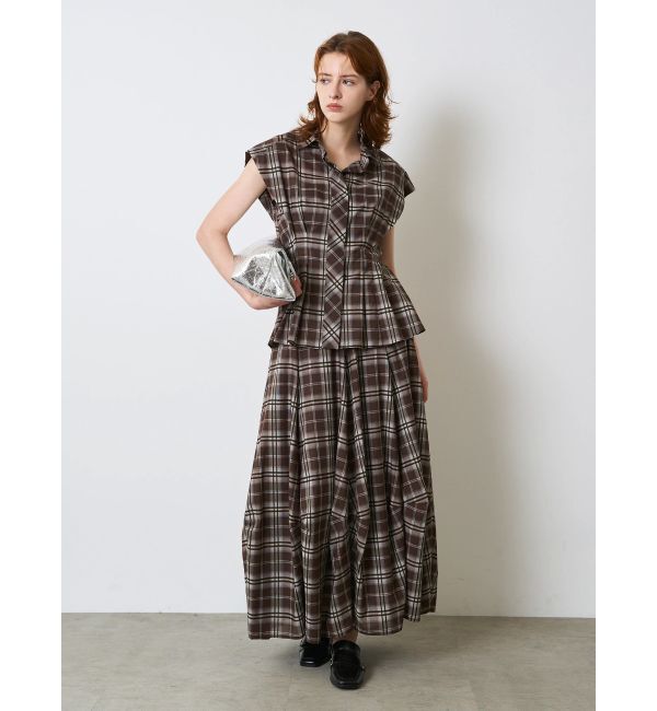ELENDEEK「WAIST TUCK CHECK BL」|シャツ・ブラウス|