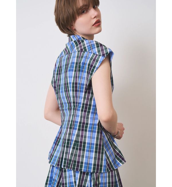 ELENDEEK「WAIST TUCK CHECK BL」|シャツ・ブラウス|