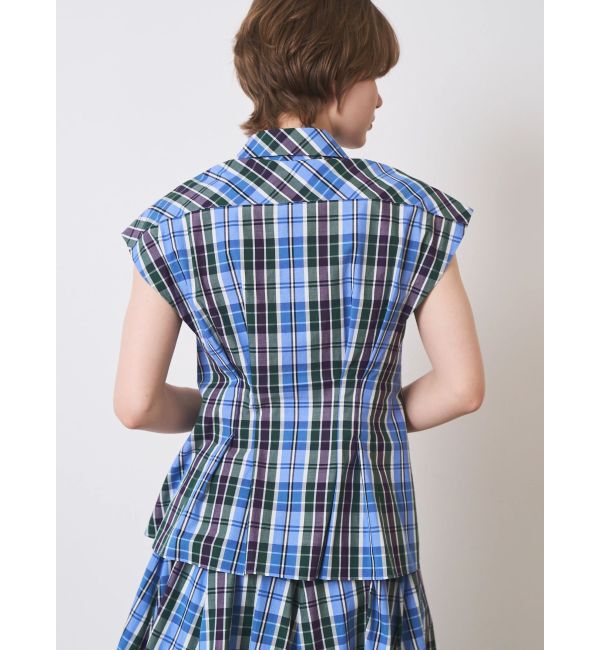 ELENDEEK「WAIST TUCK CHECK BL」|シャツ・ブラウス|