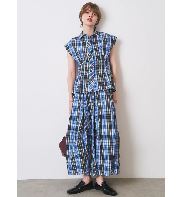 ELENDEEK「WAIST TUCK CHECK BL」|シャツ・ブラウス|