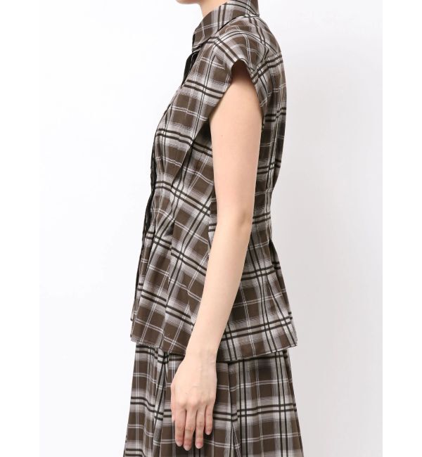 ELENDEEK「WAIST TUCK CHECK BL」|シャツ・ブラウス|