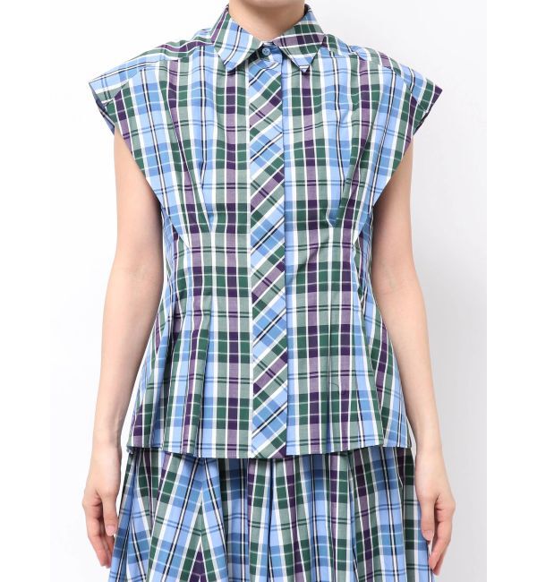 ELENDEEK「WAIST TUCK CHECK BL」|シャツ・ブラウス|