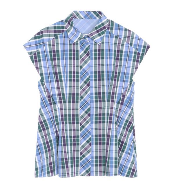 ELENDEEK「WAIST TUCK CHECK BL」|シャツ・ブラウス|