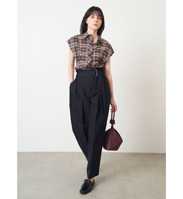 ELENDEEK「WAIST TUCK CHECK BL」|シャツ・ブラウス|