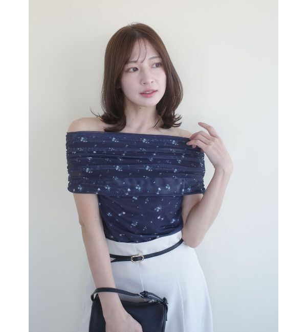 LAGUNAMOON「オフショルチュールトップス」|Tシャツ・カットソー|ネイビー