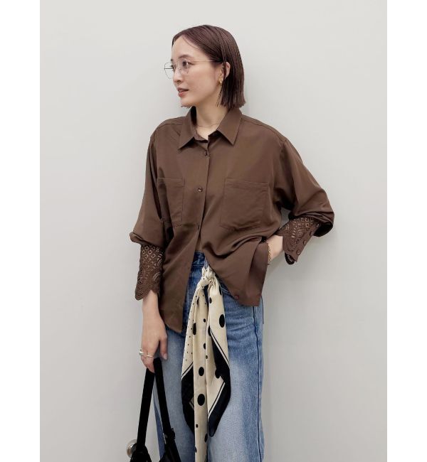 LAGUNAMOON「【WEB限定】レースカフスシャツ」|シャツ・ブラウス|ブラウン