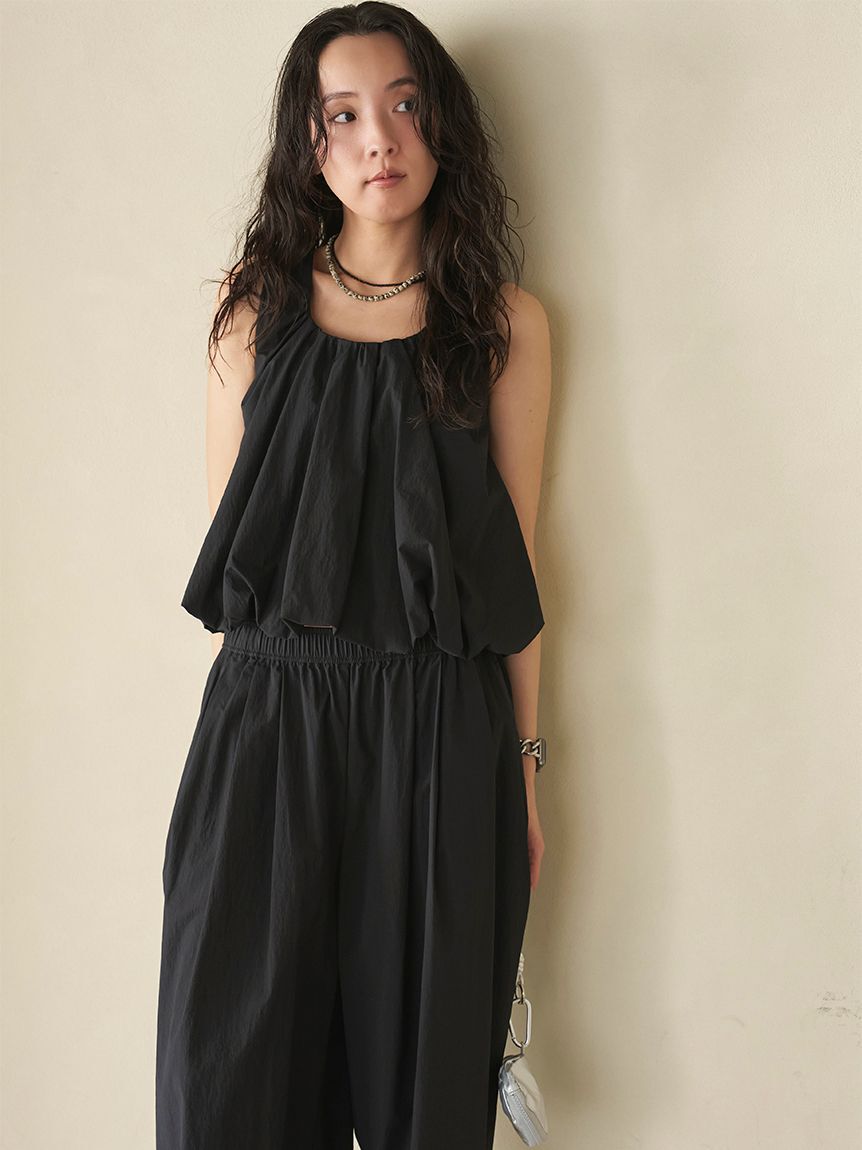 emmi atelier「ワッシャーナイロンバルーンビスチェ【セットアップ対応】」|ベスト・ジレ|BLK