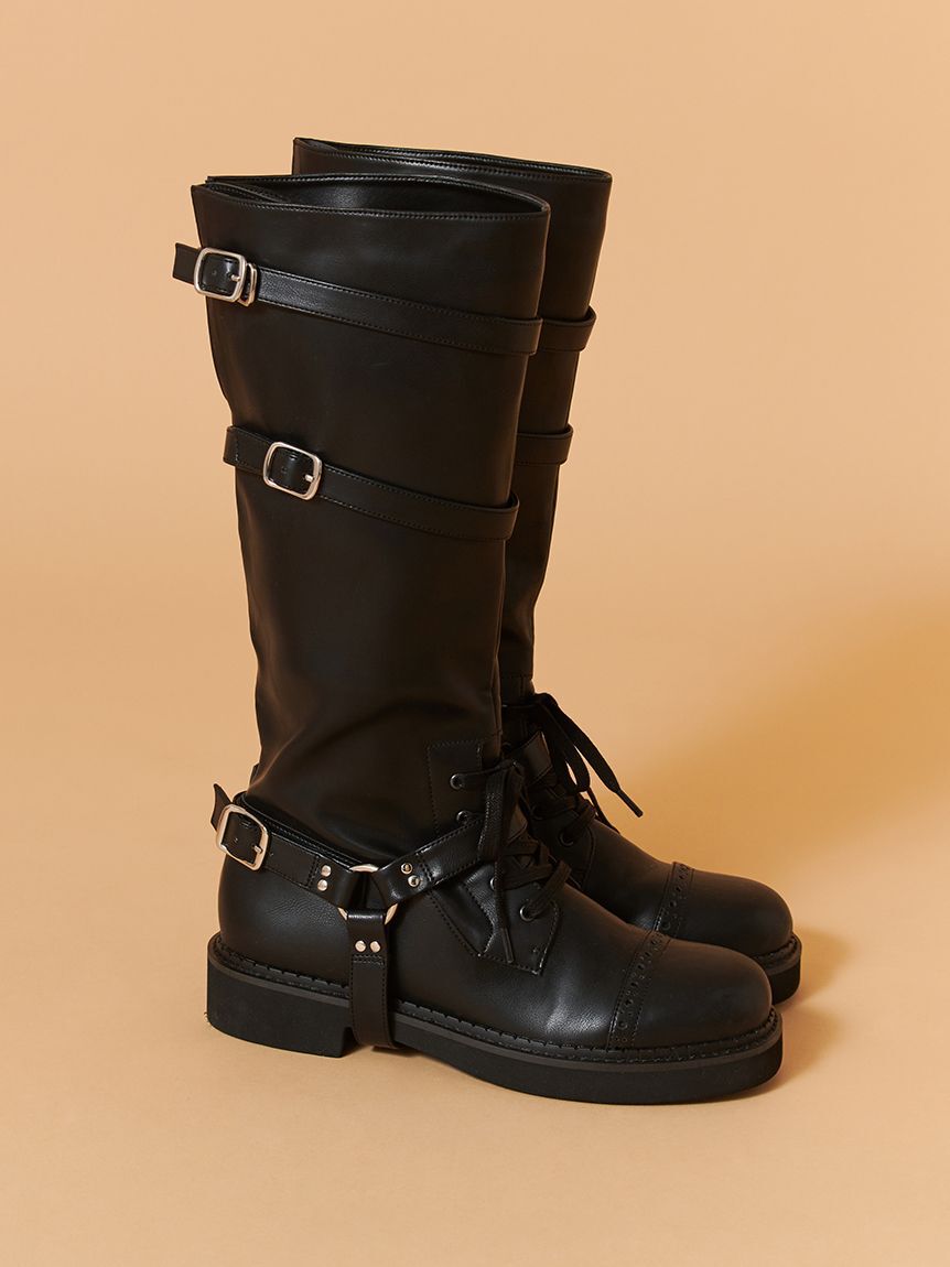 SNIDEL「バックルベルトブーツ」|ショートブーツ|BLK