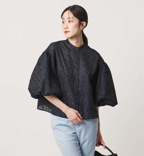 UNITED ARROWS「シアー ドット パフ ブラウス ‐ウォッシャブル‐」|シャツ・ブラウス|