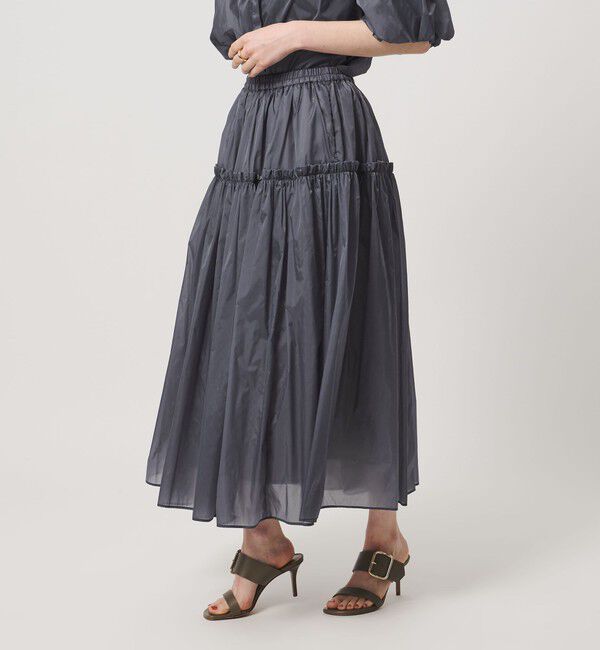 UNITED ARROWS「シアー タフタ ギャザースカート ‐はっ水 ウォッシャブル‐」|スカート|LT.BLUE