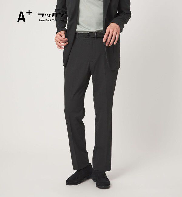 UNITED ARROWS green label relaxing「A+ ラッカンジャージ スタンダード イージー NP スラックス セットアップパンツ -ウォッシャブル・ストレッ」|スラックス|DK.GRAY