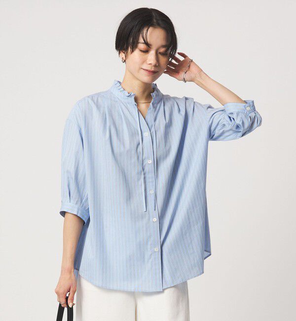 UNITED ARROWS green label relaxing「フリル ネック ショートスリーブ ブラウス」|シャツ・ブラウス|