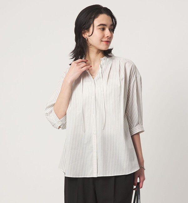 UNITED ARROWS green label relaxing「フリル ネック ショートスリーブ ブラウス」|シャツ・ブラウス|