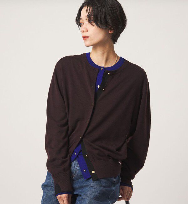 UNITED ARROWS green label relaxing「エブリニット 2WAY クルーネック カーディガン」|カーディガン|DK.BROWN