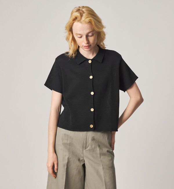 STEVEN ALAN「＜Steven Alan＞コットン ショートスリーブ カーディガン」|カーディガン|BLACK