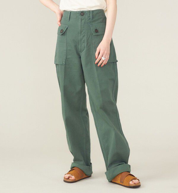 SHIPS for women「SHIPS NINE CASE:〈洗濯機可能〉ミリタリー パンツ ◇」|カーゴ|ダークグリーン