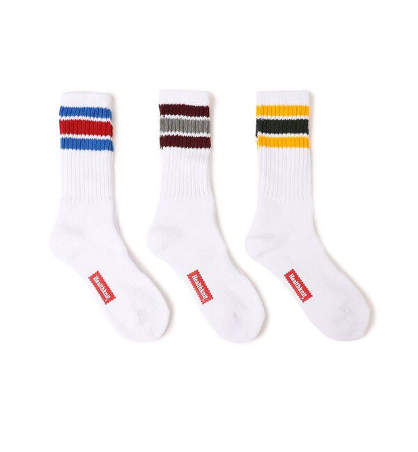 SHIPS any「Healthknit: 3ピース ライン ソックス」|ソックス|ホワイト