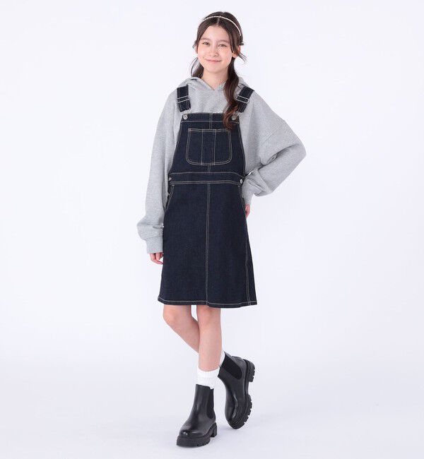 SHIPS KIDS「SHIPS KIDS:140～150cm /デニム オーバーオール スカート」|ジャンパースカート|