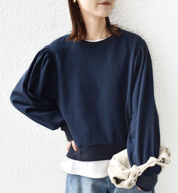 SHIPS for women「【WEB限定】〈手洗い可能〉ショルダー タック パフ スリーブ ミニ 裏毛 プルオーバー」|Tシャツ・カットソー|