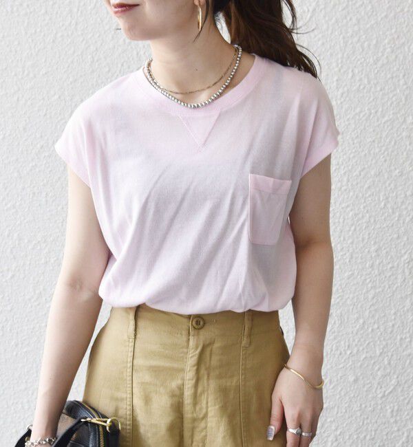 SHIPS any「SHIPS any:〈洗濯機可能〉シアー 裏毛 クルーネック フレンチ スリーブ TEE」|Tシャツ・カットソー|
